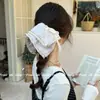 Pañuelo Cuadrado de Encaje a Cuadros Estilo Coreano para el Cabello, Lazo para el Cabello, Diadema Cuadrada Estilo Coreano para Peinados de Moño