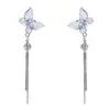 Pendientes de Borla con Mariposa de Cristal para Mujer, Pendientes Elegantes Super Hada para Mujer, Nuevos Pendientes de Botón de Diseño de Nicho de Lujo Ligero 2025