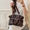 Bolsa retrô de alta qualidade feminina 2026 novo estilo para o dia a dia bolsa de ombro única de grande capacidade bolsa tote plissada estilo balde