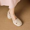 Sandalias de Suela Gruesa y Tacón Grueso Baotou para Mujer, Plataforma Impermeable de Piel Suave, Sandalias Romanas con Hebilla de Una Tira, Nuevos Zapatos de Tacón Alto de Verano para Personas Bajas