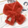 Bufanda Pequeña de Felpa de Conejo Rex con Etiqueta Gruesa Otoño e Invierno para Mujer Estilo Coreano Cálida de Borla Bufanda para Estudiante