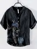 Lo más vendido del verano Amazon comercio electrónico transfronterizo Serie de paisajes Guofeng Camisa de hombre nueva con cuello en V e impresión digital 3D