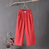 Pantalones Casuales de Algodón y Lino Finos de Verano para Mujer Adelgazantes Combinan con Todo Cintura Alta talla extra Sueltos Pantalones Cortos de Pierna Ancha para Mujeres de Mediana Edad y Mayores