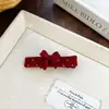 Pinza para el pelo de terciopelo rojo coreano con lunares y lazo Pinza Bb Ambiente dulce y festivo Pinza para flequillo Pinza lateral Accesorio para el cabello