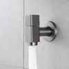 Grifo para Fregadero de Baño de Cobre Color Gris Metalizado, Apertura Rápida, Monomando Frío, Grifo de Agua para Balcón, Boquilla Doméstica Antisalpicaduras
