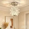 Lámpara de dormitorio, lámpara de techo de cristal, luz principal acogedora, luz suave romántica, estilo francés de mediados de siglo, lámpara redonda para habitación con forma de pétalo