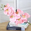 Orquídea Phalaenopsis Simulada Flores Artificiais para Decoração de Entrada, Arranjo em Vaso para Sala de Estar, Arte Floral Artificial