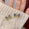 Corea Nuevo Azul Lazo Zirconia Aretes Aguja de Plata 925 Elegantes Dulces Aretes Chica Moda Aretes Lote