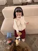 Conjunto de Chaleco Calentador de Cuello Grueso de Lunares para Bebé, Ropa Coreana para Niños, Pantalones de Linterna Forrados de Felpa, Conjunto de Dos Piezas Lindo y Moderno para Niñas