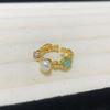 Anillo de Perla de Agua Dulce con Pintura al Óleo Colorida Flor Joyería de Mano Elegante Moda Lujo Accesible Anillo Versátil de Alta Gama Joyería para Mujeres