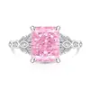 Anillo cuadrado de flor de hielo de gema colorida de moda en transmisión en vivo para mujer, diamante de alto carbono súper brillante chapado en oro real, dropshipping transfronterizo
