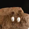 Nuevos Pendientes de Rosa Retro Estilo Chino para Mujer, Pendientes Florales Elegantes Sencillos, Joyería de Pendientes Barrocos de Alta Gama