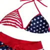 Biquíni de Férias Transfronteiriço Estilo Praia Europeu e Americano Novo Padrão Estampado com Amarração no Pescoço para Comércio Exterior Europeu e Americano da Amazon