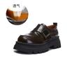 Mocassins de Couro Genuíno para Mulheres 2026 Primavera Novo Estilo Estilo Britânico Velcro Sapatos Solteiros Sapatos de Couro Pequenos Versáteis Casuais para Mulheres que Aumentam a Altura