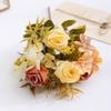 Outono transfronteiriço novo buquê de simulação de flores portátil flor falsa decoração de sala de estar em casa flor de seda nórdica simulação de flor rosa