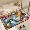 Tapete de Piso de Tierra de Diatomeas con Diseño 3D de Concha Marina y Estrella de Mar, Fuerte Absorción de Agua, Secado Rápido, Antideslizante, Tapete de Baño Colorido para la Entrada del Baño