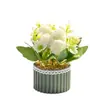 Flores Artificiais 10 Pequenos Bonsais de Rosa Decoração de Casa Flores Artificiais Plantas Verdes Festa de Casamento Decorações Internas Plantas em Vasos Simuladas