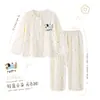 Pijama elegante y de alta gama para niñas para primavera y otoño, algodón nube de manga larga, nuevo modelo 2026, ropa de casa para niños y niñas mayores