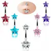 Piercing de ombligo de acero inoxidable de doble diamante más vendido transfronterizo, aretes de ombligo con forma de corazón y pentagrama, venta al por mayor desde la fábrica de origen