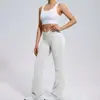 Calças pantalona boca de sino de alta elasticidade, sem costura, transpassadas na cintura, que levantam o bumbum e controlam a barriga, para esportes femininos, corrida, fitness e yoga
