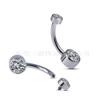F136 Titânio cabeça dupla zircônia 5A rosca interna piercing de umbigo anel de umbigo corpo em liga de titânio G23 joia para piercing