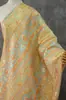 Tecido de Colete Geométrico Padrão Losango Fio Dourado Novo Estilo Chinês, Tecido Jacquard Estilo Étnico Túnica e Calça Mongóis