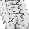 Manteles Individuales Personalizados Populares Transfronterizos con Temática de Halloween con Estampados de Calavera, Fantasma, Araña, Calabaza y Murciélago, Manteles Aislantes de Calor de Lino Impresos para Mesas