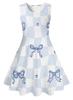 Comércio Exterior Transfronteiriço Europeu e Americano Impressão Digital 3D Vestido de Menina Doce Xadrez Casual Verão Vestido de Princesa