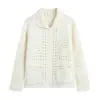 AliExpress Transfronterizo Primavera 2026 Nuevas Llegadas Ropa de Mujer Color Sólido Temperamento Moda Hueco Solapa Cardigan de Punto