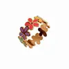 Xingang Aço Inoxidável Flor de Esmalte Colorida Anel Aberto Anel de Flor Joias Atacado Aço Inoxidável 304