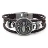 Pulsera de Cuero con Forma de Animal Nueva y Creativa Europea y Americana, Pulsera Tejida de Araña de Aleación Retro, Regalo de Halloween