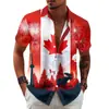 Comércio Exterior Amazon Venda Quente Camisa Masculina com Estampa Digital 3D Dia Nacional Canadense Manga Curta com Bolso Canguru Calças