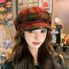 Sombrero octogonal retro versátil de moda para otoño e invierno, estilo coreano para mujer, sombrero de pintor casual estilo británico para salidas, circunferencia de cabeza grande