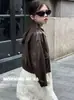 Chaqueta de Cuero para Niña Primavera y Otoño 2026 Nueva Moda Chaqueta de Otoño Infantil para Niñas Mayores Top Elegante