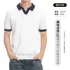 Camisa Polo de Punto con Cuello en V Estilo Old Money para Hombre Camiseta de Manga Corta con Cuello de Solapa Casual de Negocios de Verano para Hombre