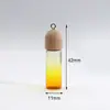Creativo Nuevo Color Degradado Madera Grano Cubierta Vidrio Pequeña Botella Colgante Aceite Esencial Botella de Perfume Llavero Colgante Collar