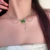 Collar Nuevo con Borla de Mariposa de Cristal Verde Atmósfera Fresca de Nicho Cadena para Clavícula de Alta Calidad Collar de Moda Picante