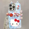 Boneca Gato Kt Adequada para Apple 17 Capa de Celular Fofa Iphone16Promax Desenho Animado 15 Fio de Pena 14 Senso de Alto Padrão