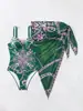 Nuevo Traje de Baño de una Pieza Europeo y Americano 2025, Conjunto de Dos Piezas Cruzado con Estampado Femenino para Cubrir Bikini, Bikini de Exportación