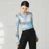 Ropa de Danza Clásica Camiseta de Manga Larga Tie-Dye Retro Americana Diseño Sexy Delgada Ajustada Corta de Malla
