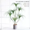 Planta Verde Artificial de Lujo Ligero Flor Artificial Madera Milenaria Maceta de Interior Árbol de Sangre de Dragón Adornos Decorativos para Sala de Estar Suelo
