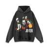 Suéter con capucha de payaso de hip hop de calle lavada retro estadounidense, sudadera holgada de gran tamaño para hombres y mujeres, marca de moda superior