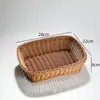 Cesta de armazenamento de frutas trançada em imitação de rattan, cesta de lanches para restaurante, cesta de batatas fritas, cesta de armazenamento de mesa, atacado.