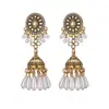 Pendientes de Estilo Étnico Bohemio Más Vendidos Transfronterizos para Mujer, Colgantes de Oreja con Campanas Florales Incrustadas de Pedrería y Borlas, Adornos de Oreja Retro Europeos y Americanos