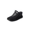 Sandalias Baotou de Exterior con Tacón de Cuña de Suela Gruesa para Mujer Verano Malla Hueca Transpirable Sandalias Perezosas Red de Pesca Zapatillas de Media Caña de Tacón Alto