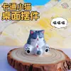 Figurinhas de Gatinhos Desenho Animado, Decorações de Gato Vaca, Artesanato Feito à Mão, Esculturas em Madeira, Enfeites de Mesa, Esculturas em Madeira de Feira