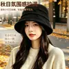 Sombrero de pescador, pana, plisado, para mujer, estilo japonés, otoño/invierno, retro, color Melard, circunferencia de cabeza grande, hace que la cara parezca más pequeña, sombrero tipo cubo liso
