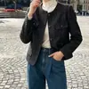 Ropa de mujer, estilo coreano Dongdaemun, chaqueta de tweed de moda de alta calidad, abrigo de lana de corte holgado