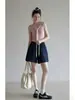 Shorts de Mezclilla de Algodón para Mujer 2026 Nuevo Estilo de Verano Delgado Popular de Lino Largo hasta la Rodilla Sueltos de Pierna Ancha
