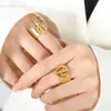 Moda Hip Hop Europea y Americana Anillo Abierto Personalizado Forma de Presión de Aceite Pulsera de Moda para Parejas Pulsera de Titanio Acero Chapado en Oro de 18K
